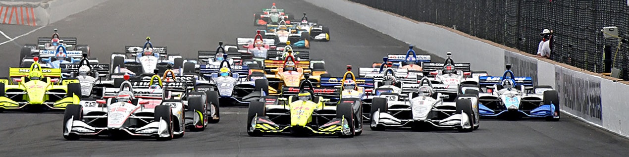 indy cars racing to through the start line Houston